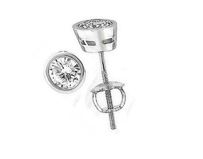 Pre-owned Your Own Diamond Natural Diamond 3/4ct Bezel Set Solitaire Studs Earrings 14kt White Gold 4.40mm