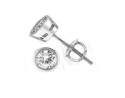 Pre-owned Your Own Diamond Natural Diamond 3/4ct Bezel Set Solitaire Studs Earrings 14kt White Gold 4.40mm