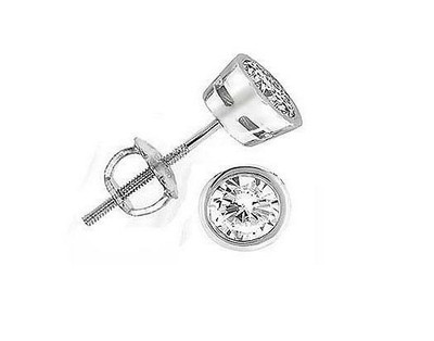Pre-owned Your Own Diamond Natural Diamond 3/4ct Bezel Set Solitaire Studs Earrings 14kt White Gold 4.40mm