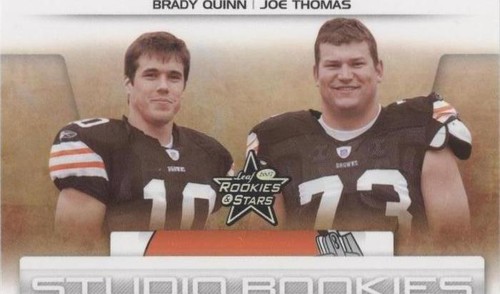 2007 Leaf Rookies & Stars Brady Quinn Joe Thomas #SR-40