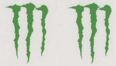 (2)  MONSTER  DRINK  4'' Lime Green Decals Stickers  Truck  Car Fridge Decal