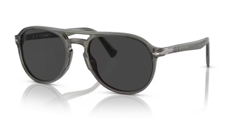 Pre-owned Persol 0po3235s 120148 Smoke Opal/dark Grey Polarized Oval 55mm Men's Sunglasses In Gray