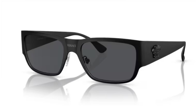 Pre-owned Versace 0ve2262 126187 Matte Black/ Dark Grey Square Men's Sunglasses In Gray