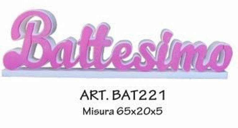 Decorazione Scritta In Polistirolo Battesimo Femminile 65x20x5cm bal