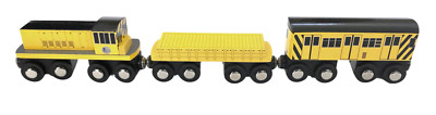 Munipals NYC Work Train 3-Piece Set Wooden MTA Subway Set with Work Shed Box