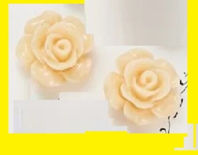 creamy peach colored rose - just over 1/4-inch round post earrings - new