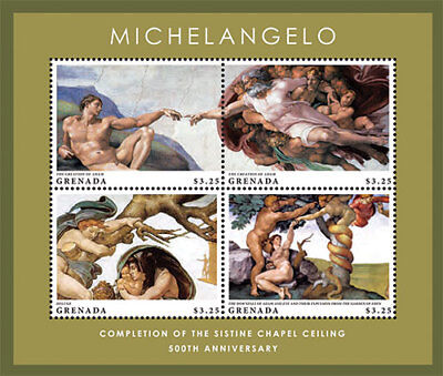 Grenada 2012 - Michelangelo Sistine Chapel 500th Ann. Stamp - Sheet of 4 - MNH