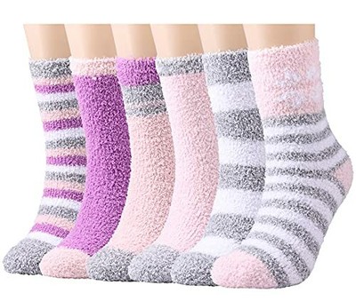 Women Fluffy Plush Crew Slipper Sock For Girls Warm For Wint...