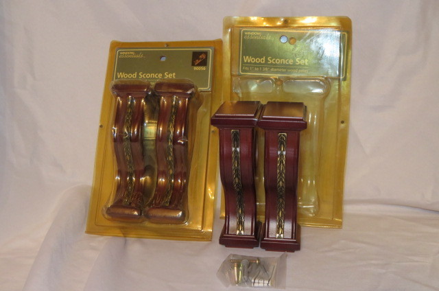 NIP Lot/2 Wood wall sconce sets Fits1