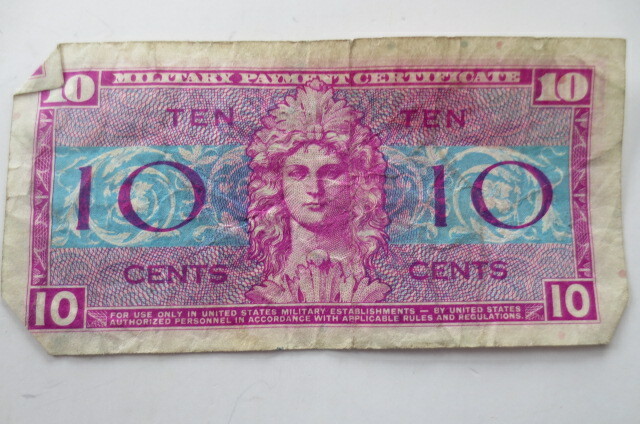 USA Military Payment Certificate, 10 TEN Cents Note Series 521 Circulated, FS