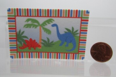 Dollhouse Miniature Dinosaur Children Room Accent Rug 2 3/4'' x 1 3/4'' RG228