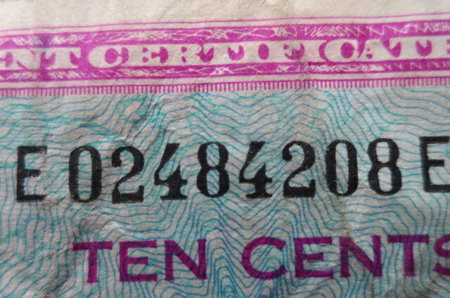 USA Military Payment Certificate, 10 TEN Cents Note Series 521 Circulated, FS