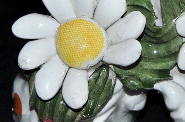 Mid Century Italy Porcelain Sculptural Daisy Picture Table Top Frame NICE RARE