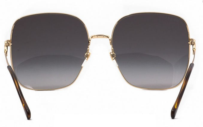 Pre-owned Gucci Gg 0879s 001 Gold/gray Gradient Square Women's Sunglasses