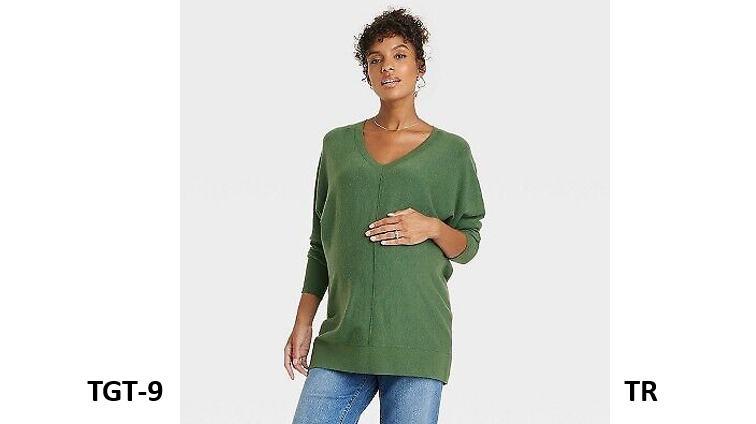 Lightweight Oversized V-Neck Maternity And Beyond Sweater- Isabel Maternit, M