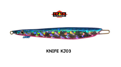 VERTICAL JIG KNIFE 100 GR COL. KJ03  BLU-PINK HOLO  TRACK LINE RICCIOLA CERNIA
