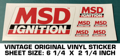 MSD IGNITION ORIGINAL VINYL STICKER DECAL - QTY 6 STICKERS PER SHEET-NHRA-RACING