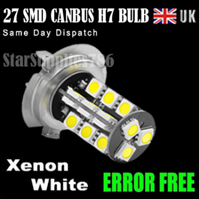 1x H7 27 SMD CANBUS FOGLIGHT LED H7 HEADLIGHT BULB XENON WHITE ERROR FREE