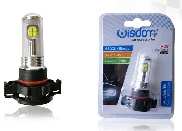 Lampadina Lampada Fari Auto Cree 8 Led H16 10W 12V 6500K Luce Bianca xc-1170 wis