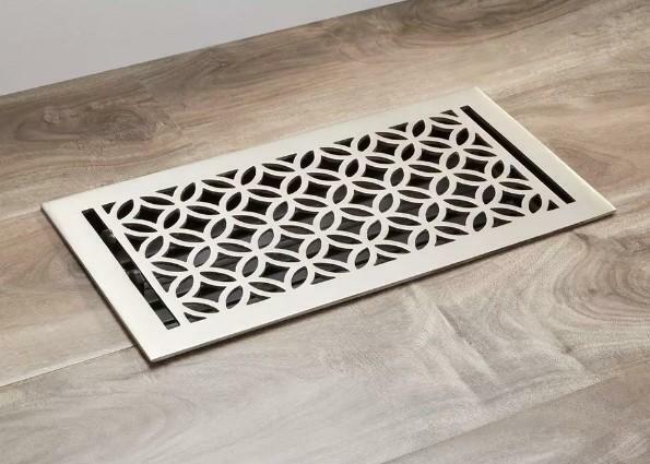 Signature Hardware Pasteur Brass Floor Register 6x12 Brushed Nickel