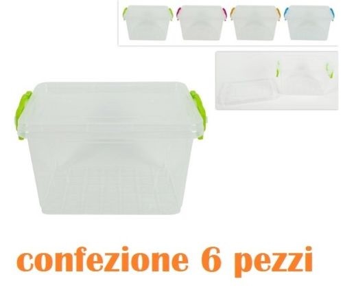Set 6 Pezzi Contenitore Rettangolare In Plastica Alimenti Cibo  1,5Lt moc
