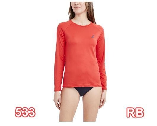 Nautica Womens Standard Long Sleeve Rashguard UPF 30+ UV Sun Protection shirt L