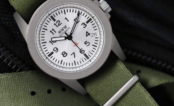 Pre-owned Manchester Watch Works Mww Rattler Field Watch Seiko Sus Homage Titanium