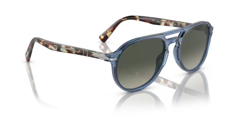 Pre-owned Persol 0po3235s 120271 Transparent Navy/grey Gradient Oval 55mm Men's Sunglasses In Light Grey Gradient Dark Grey