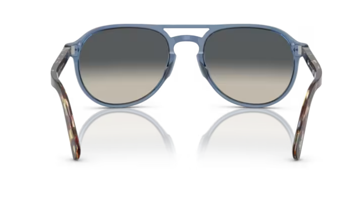 Pre-owned Persol 0po3235s 120271 Transparent Navy/grey Gradient Oval 55mm Men's Sunglasses In Light Grey Gradient Dark Grey