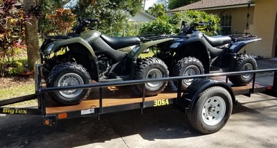 Matched Pair Suzuki ATVs, 2006, 250 OZARKs with Trailer