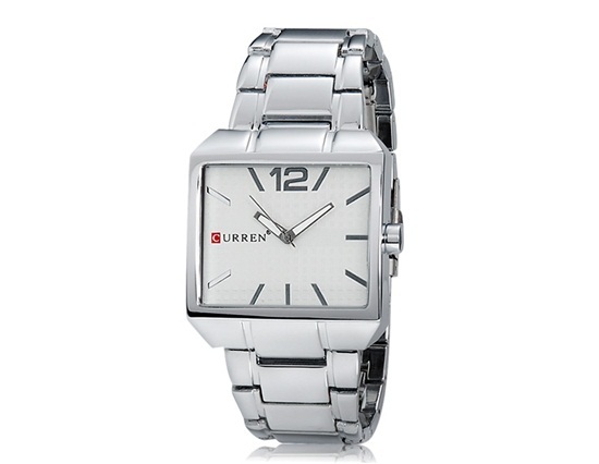Orologio Polso Curren 8132 Uomo Analogico Quarzo Moderno Silver Quadr Bianco lac