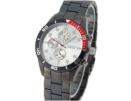 Orologio Polso Curren 8028 Uomo Analogico Quarzo Moderno Nero Quadr Bianco lac