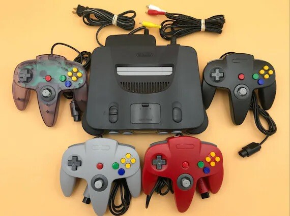 VTG Nintendo 64 N64 console 1 2 3 or 4 Controllers + Cables Bundle Lot AUTHENTIC