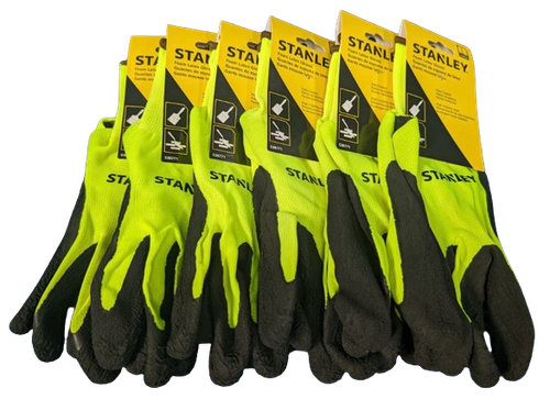 Stanley Foam Latex Gloves Work LARGE Paint Masonry Construction 6 Six Pairs