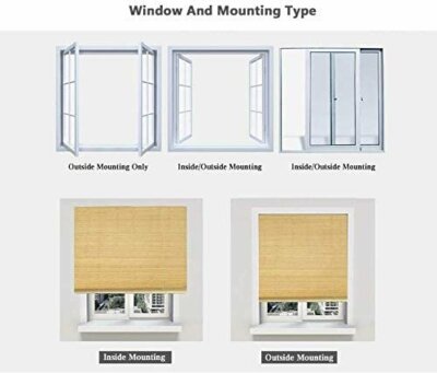 TJ GLOBAL Cordless Bamboo Roman Window Blind Sun Shade, Light Filtering...