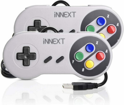 2Pack iNNEXT SNES Controller Classic Super Joystick USB Gamepad For Win PC Mac