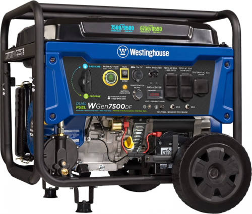 Westinghouse 9500 Watt Dual Fuel Home Backup Portable Generator, Blue/Black