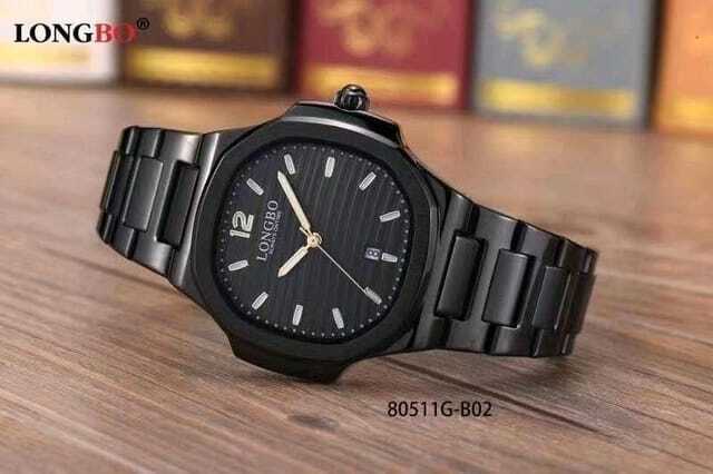 Orologio Polso LongBo 80511g Uomo Quarzo Data Elegante Nero lac