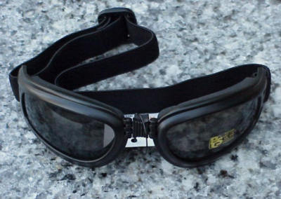 Black Folding UV400 PADDED GOGGLES for Honda Kawasaki Suzuki Yamaha