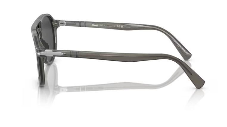 Pre-owned Persol 0po3235s 120148 Smoke Opal/dark Grey Polarized Oval 55mm Men's Sunglasses In Gray