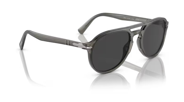 Pre-owned Persol 0po3235s 120148 Smoke Opal/dark Grey Polarized Oval 55mm Men's Sunglasses In Gray