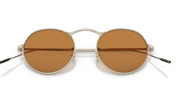 Pre-owned Oliver Peoples 0ov1220s M-4 30th 503553 Gold/cognac 49mm Round Men's Sunglasses In Orange