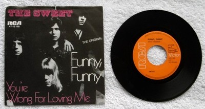 7" THE SWEET / Funny, Funny (1971) / RCA 47-15198 + Text auf der Rückseite