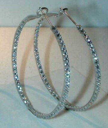 2.13ct Dia Hoops-1 3/4  Inches-inside And Outside-18k Wg