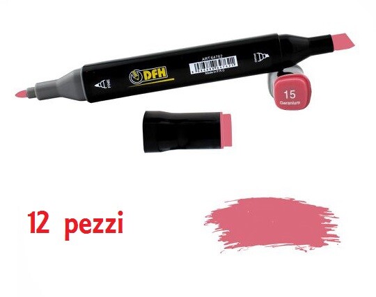 Set 12 Pz Pennarelli Doppia Punta Scuola Disegno Colore 15 Geranium dfh