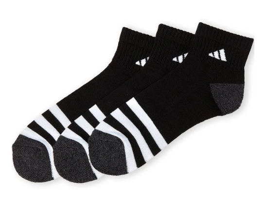3 Pair Adidas Quarter Length Socks, Men's Shoe Size 6-12, Bl