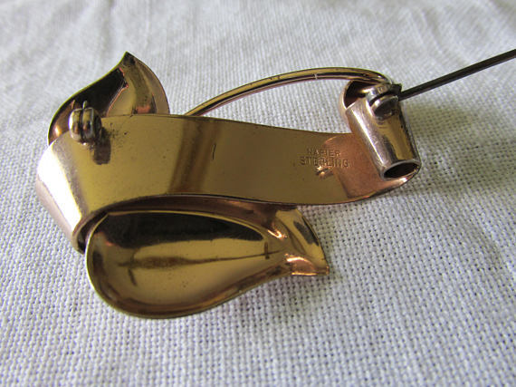 Rare STERLING NAPIER BROOCH Gold Plated (Vermeil) Marked