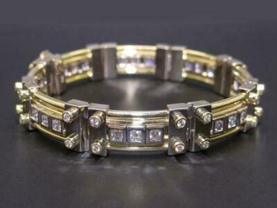 Pre-owned Nsg 0.4cts Round Cubic Zirconia Men's Statement Bracelet 925 Silver Free Stud 8" In White