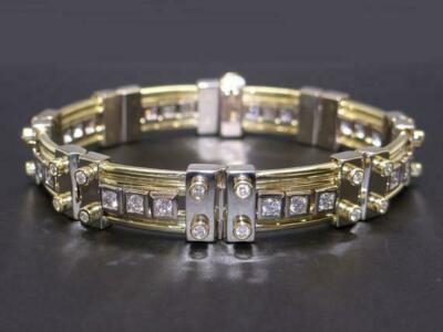 Pre-owned Nsg 0.4cts Round Cubic Zirconia Men's Statement Bracelet 925 Silver Free Stud 8" In White