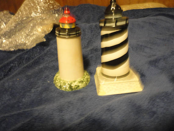 Gracey Knight Nantucket Shoreline Lighthouse Salt & Pepper Shakers  DISC
